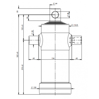 Teleskopski cilinder 4 stopnje 7 ton 790 mm z luknjo 3063F